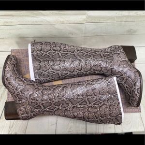 Born Audriana Brown Suede Snake Print Boots
